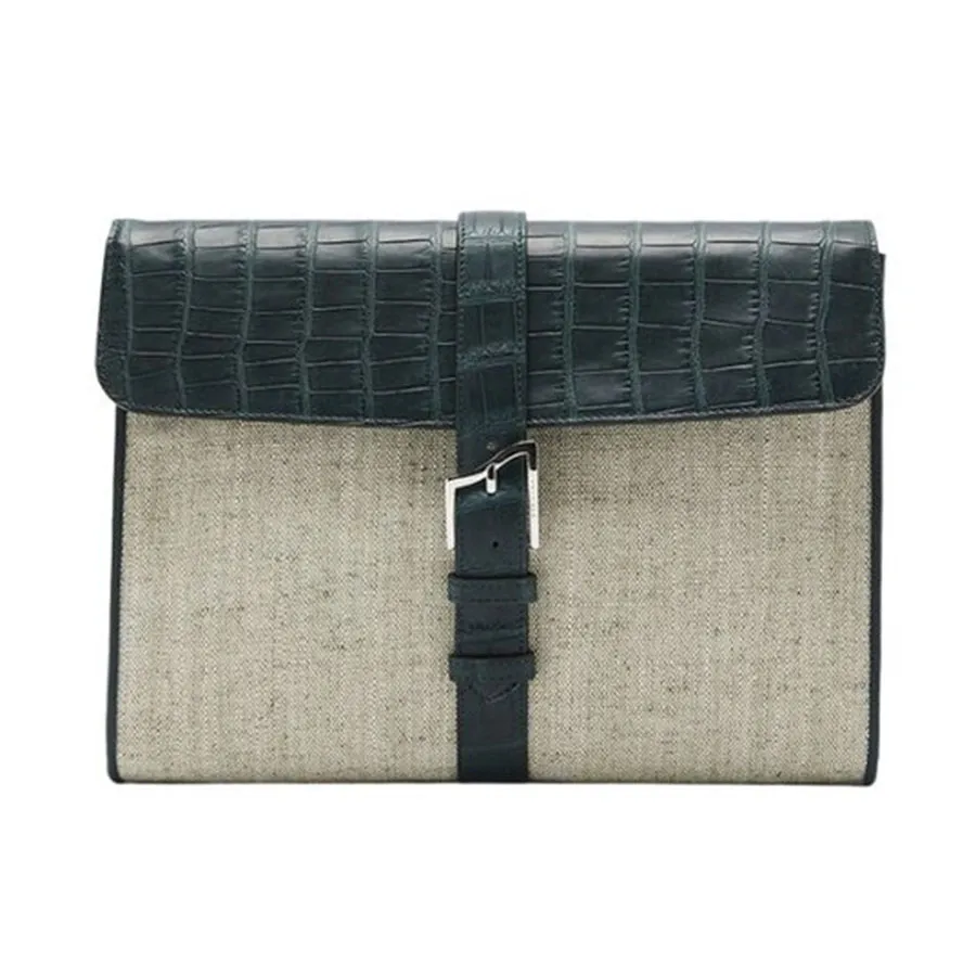 Túi Cầm Tay Nam Biagini Clutch Canvas Green Màu Xanh