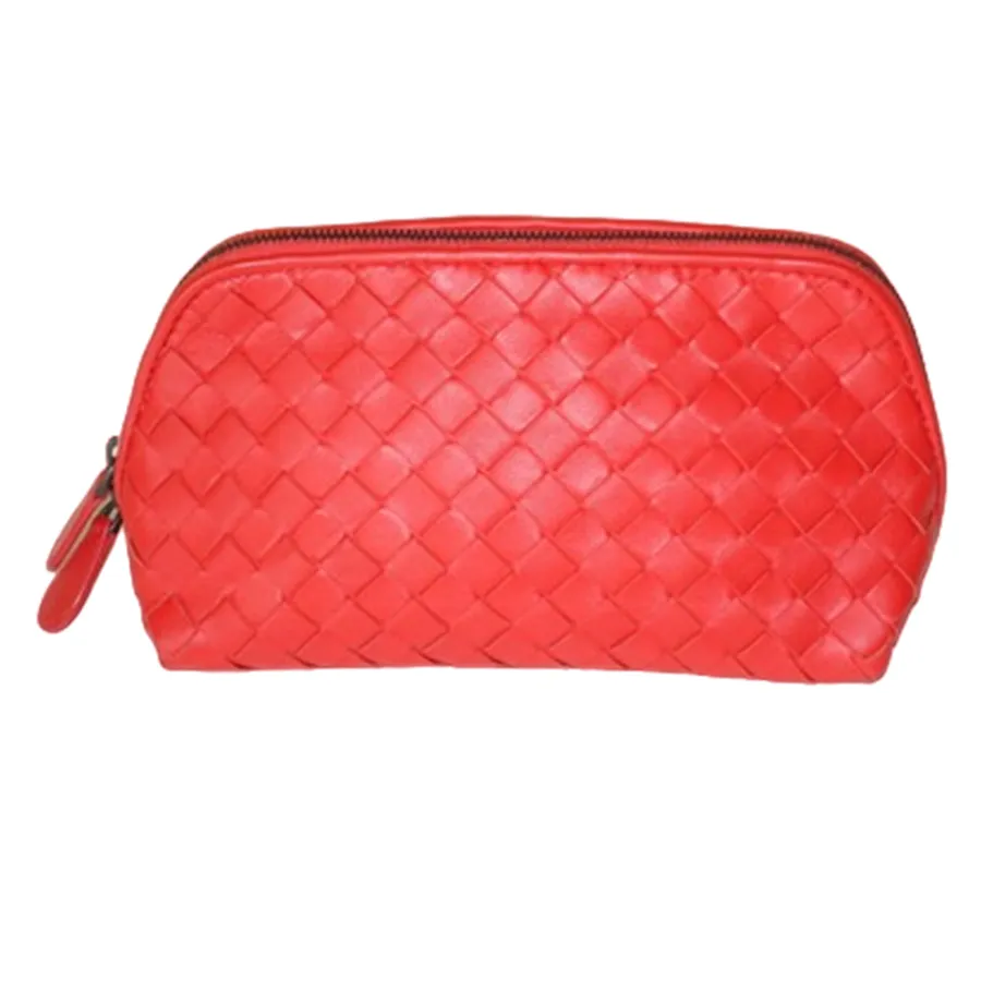 Túi xách Đỏ - Túi Cầm Tay Nữ Bottega Veneta Intrecciato Pouch Calfskin Leather Red Gunmetal Hardware Màu Đỏ - Vua Hàng Hiệu