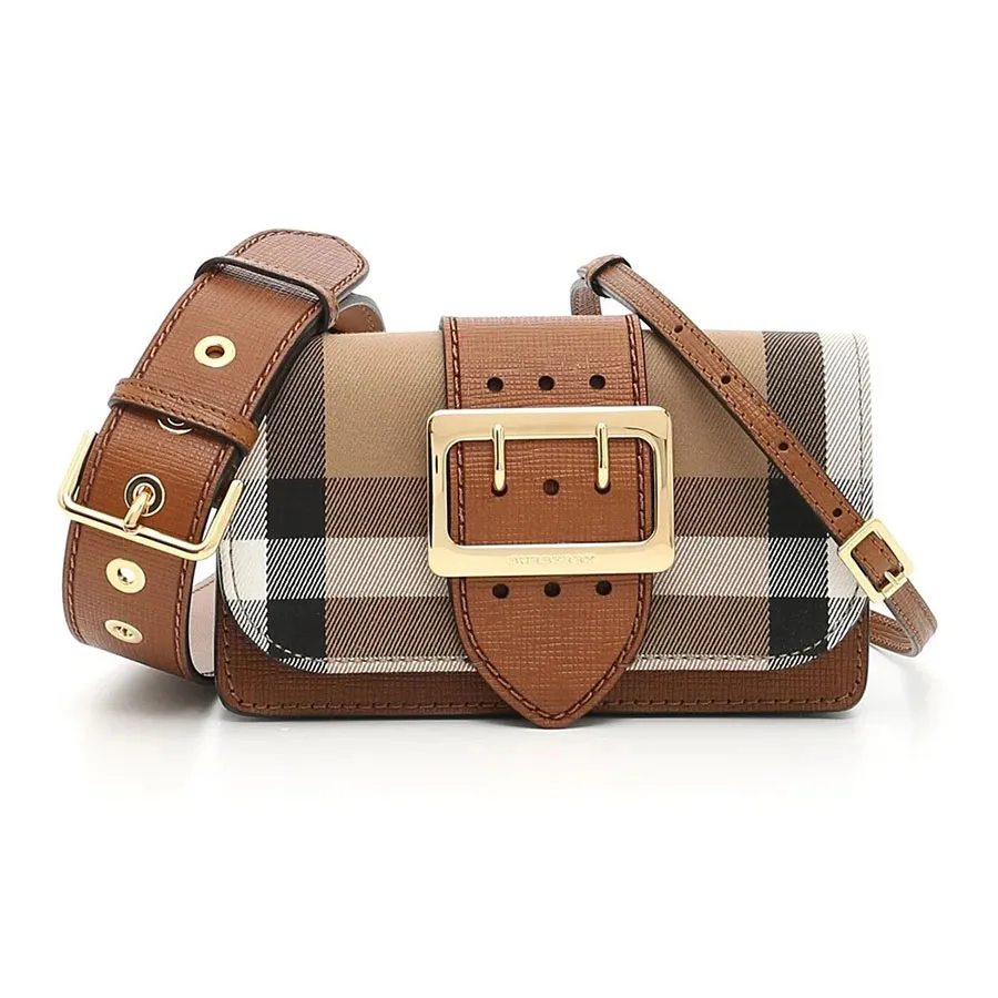 Túi xách Burberry - Túi Đeo Chéo Nữ Burberry Madison Check Crossbody Bag Màu Be Kẻ - Vua Hàng Hiệu