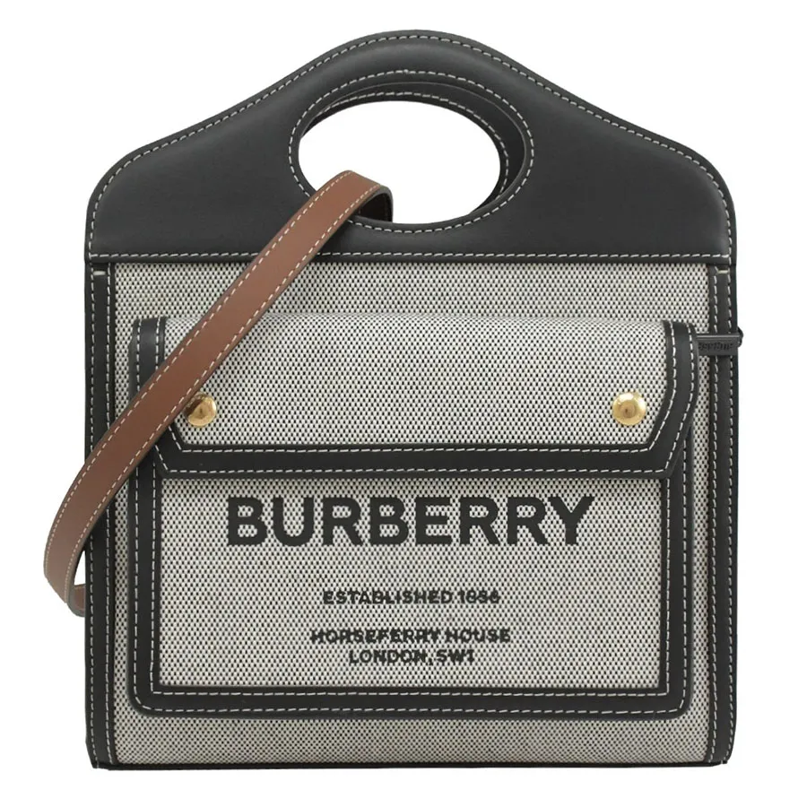 Túi xách Burberry Anh - Túi Đeo Chéo Nữ Burberry Mini Tri-Tone Pocket Contrasting Color Bag Màu Xám Đen - Vua Hàng Hiệu