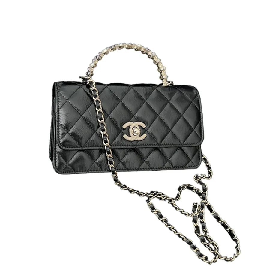 Túi Đeo Chéo Nữ Chanel Handle Bag Khóa Xoay Màu Đen Size 19 Vua