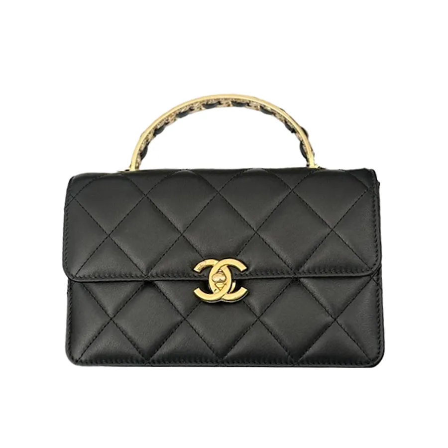 Túi Đeo Chéo Nữ Chanel Top Handle Bag 24P Màu Đen Vua Hàng Hiệu