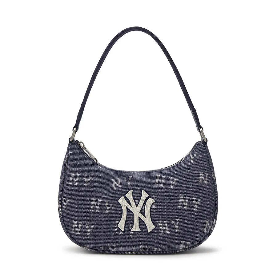 Túi xách Cotton / Polyester - Túi Đeo Vai Nữ Hobo MLB Monogram New York Yankees 3ABQS224N-50INS Màu Xanh - Vua Hàng Hiệu