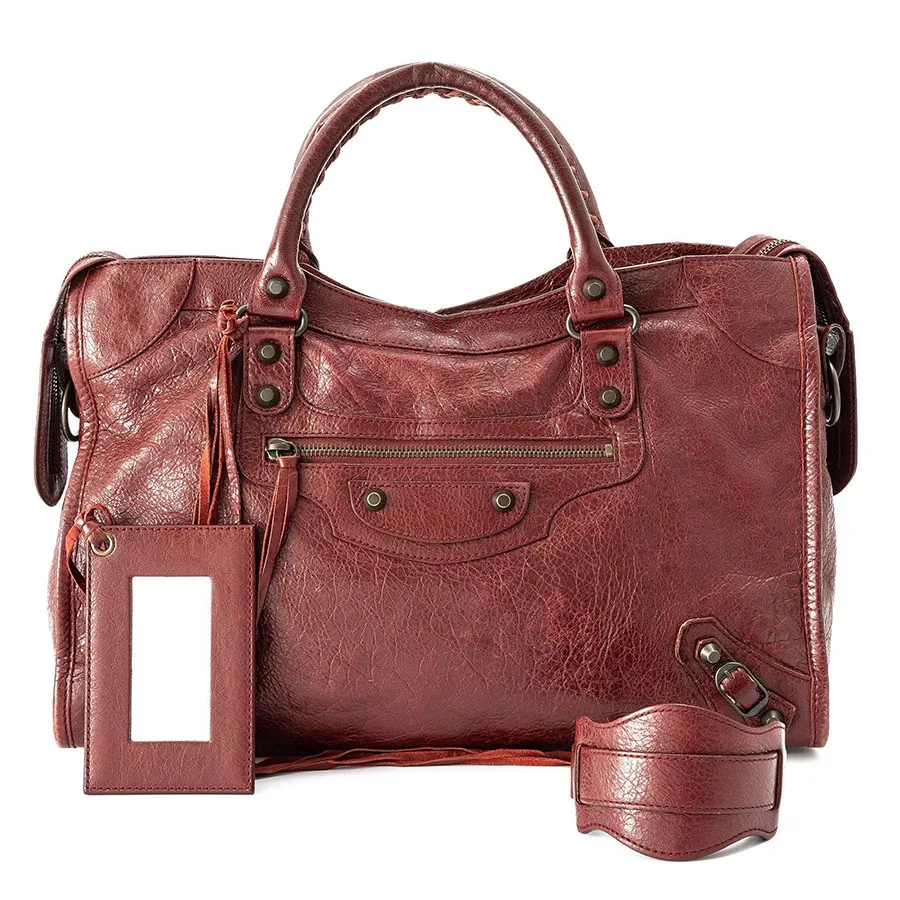 Balenciaga - Túi Xách Nữ Balenciaga Red Leather Classic City Bag Màu Đỏ Mận - Vua Hàng Hiệu