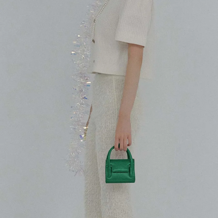 Túi Xách Tay Nữ Find Kapoor Marty Bag 12 Crinkled Màu Xanh Green 