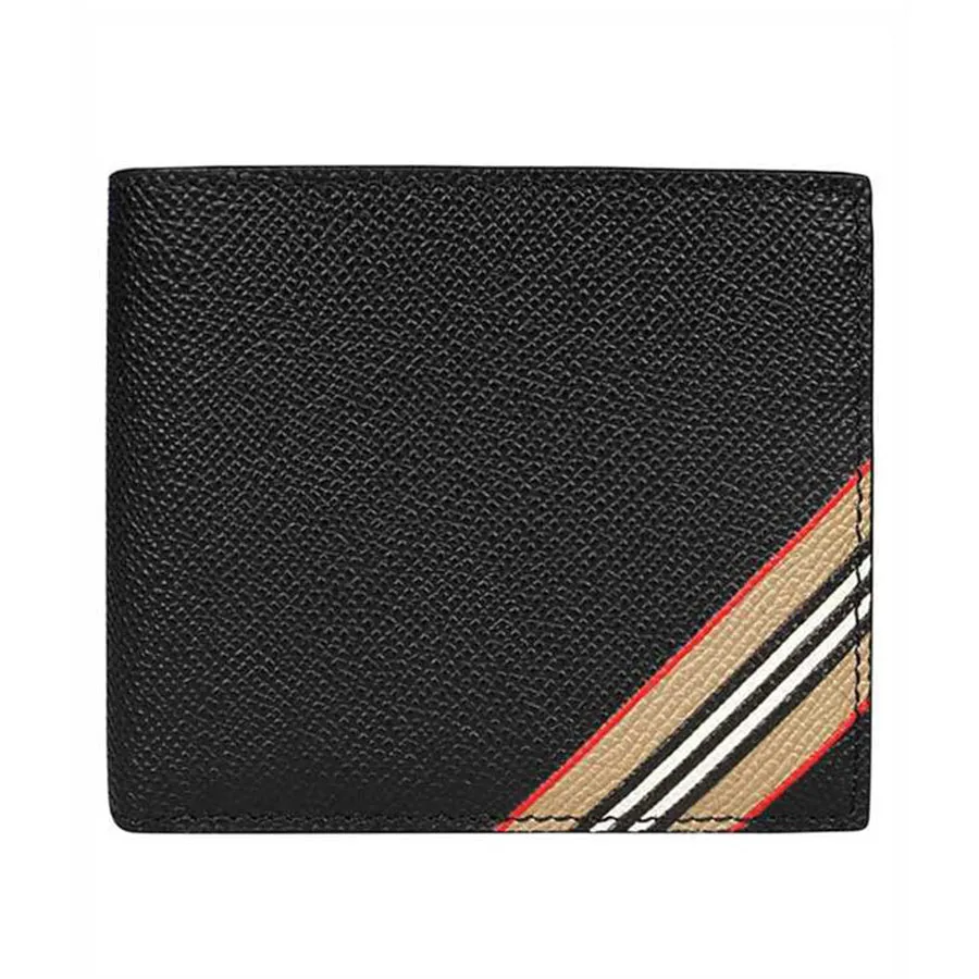 Túi xách Burberry Đen - Ví Nam Burberry Icon Stripe International Bifold Wallet 8033846 Black Màu Đen - Vua Hàng Hiệu