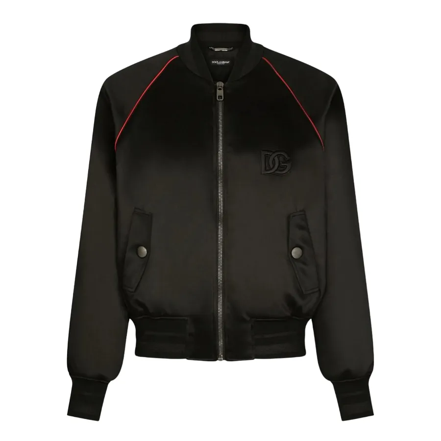 Dolce & Gabbana Áo khoác - Áo Khoác Nam Dolce & Gabbana D&G Bomber Black Satin With DG Logo Embroidered G9ZA8Z HUMOB N0000 Màu Đen - Vua Hàng Hiệu