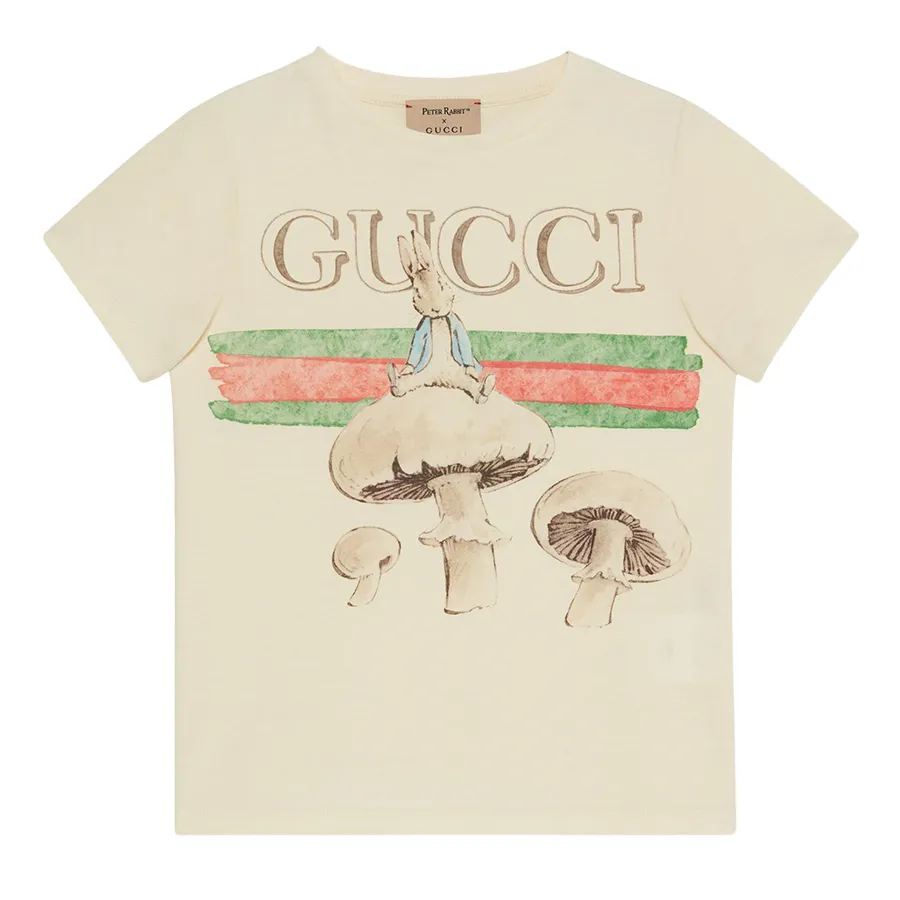 Thời trang Gucci Áo phông - Áo Phông Nữ Gucci x Peter Rabbit In Off White Tshirt 547559XJF6A9247 Màu Trắng Kem - Vua Hàng Hiệu
