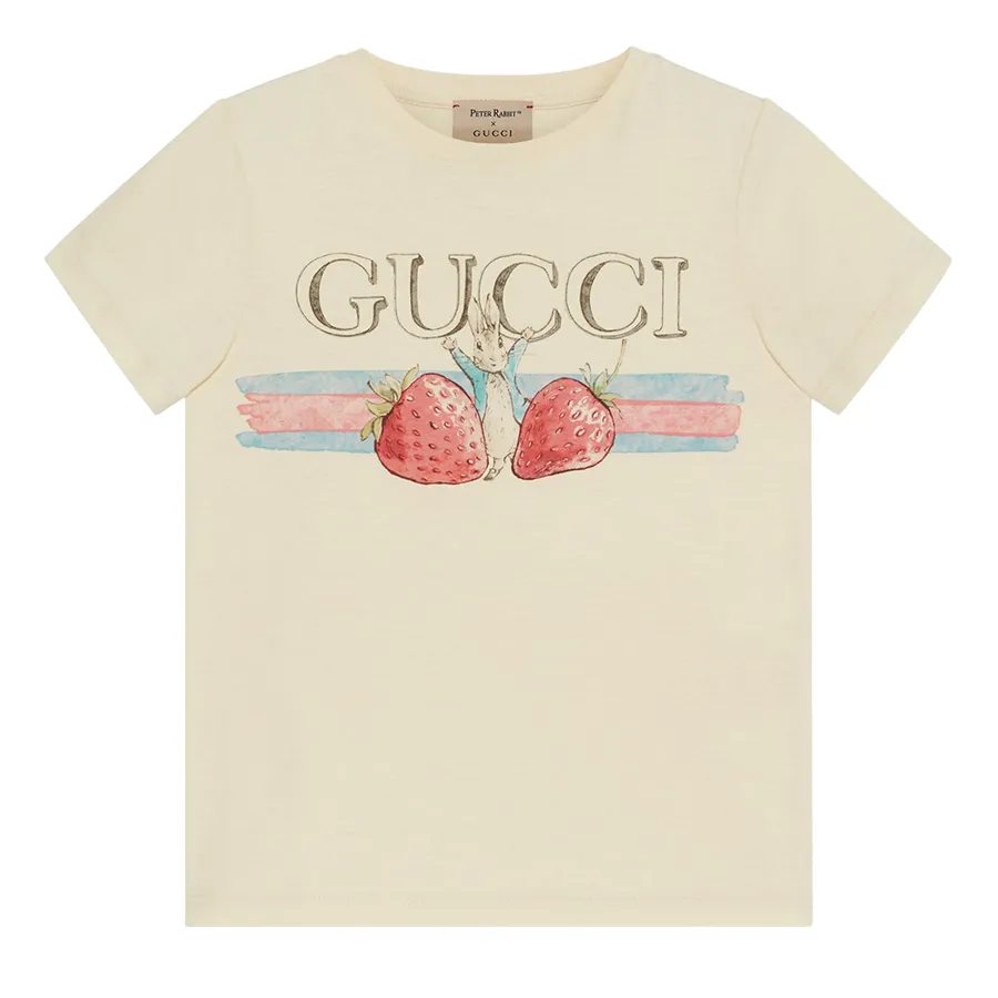 Thời trang Gucci Áo phông - Áo Phông Nữ Gucci x Peter Rabbit In Off White Tshirt 610190XJF9G9398 Màu Trắng Kem - Vua Hàng Hiệu