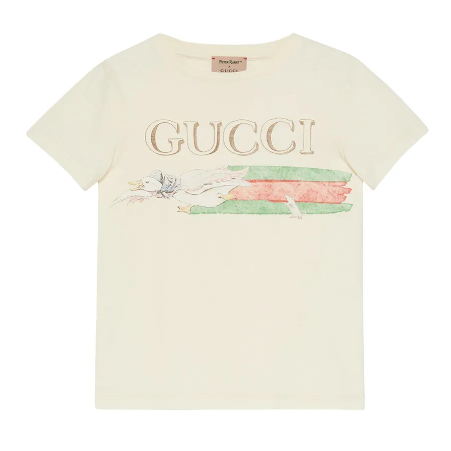 Thời trang Trắng kem - Áo Phông Nữ Gucci x Peter Rabbit In Off White Tshirt 610190XJF9T9398 Màu Trắng Kem - Vua Hàng Hiệu