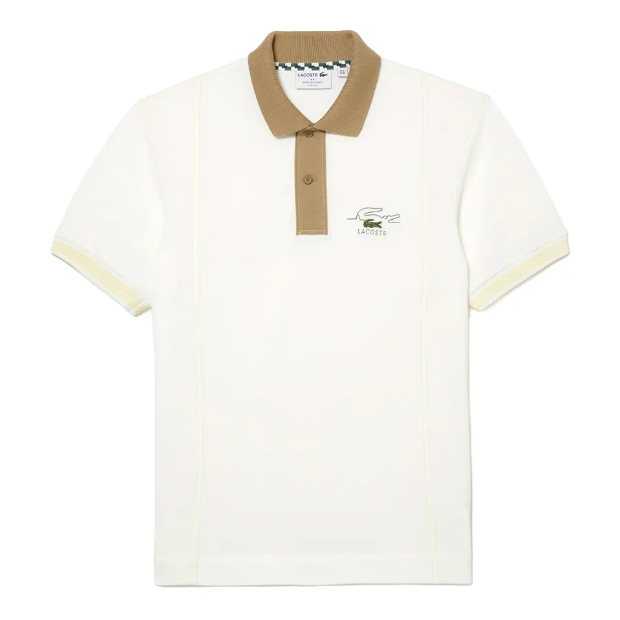 Thời trang Nam Áo Polo - Áo Polo Nam Lacoste Two Tone Organic Cotton Shirt PH5743 CRU Màu Trắng Kem Size 3 - Vua Hàng Hiệu