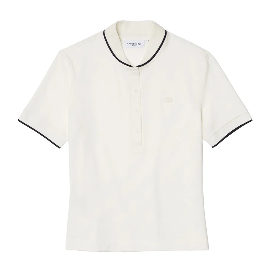Áo Polo Nữ Lacoste Women's Lacoste Slim Fit Striped Collar Flowy Piqué Shirt PF9203 Màu Trắng Size 38