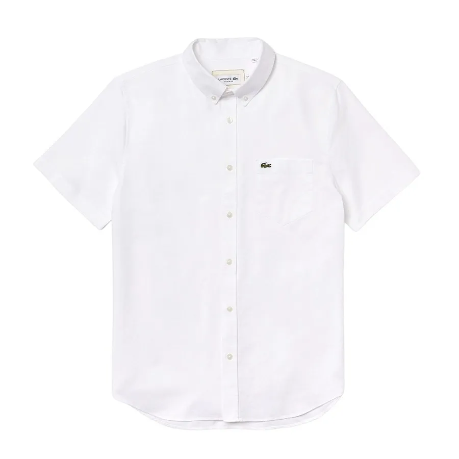 Áo Sơ Mi Cộc Tay Nam Lacoste Regular Fit Cotton Shirt CH0219 001 Màu Trắng Size 40