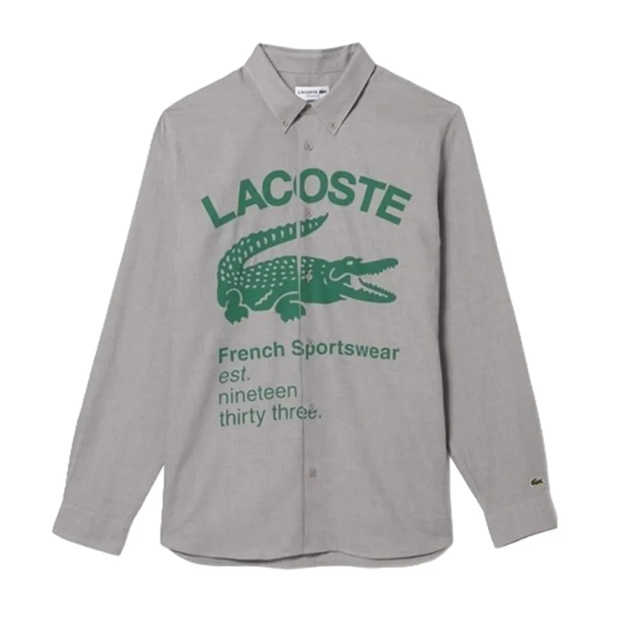 Thời trang Xám - Áo Sơ Mi Dài Tay Nam Lacoste Regular Fit CH4568-10 Màu Xám Size 38 - Vua Hàng Hiệu