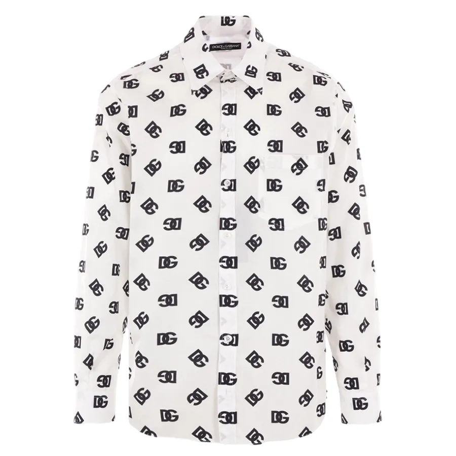 Thời trang Trắng họa tiết - Áo Sơ Mi Nam Dolce & Gabbana D&G Monogram Cotton Shirt G5IY3T GH388 Màu Trắng Họa Tiết Size 38 - Vua Hàng Hiệu