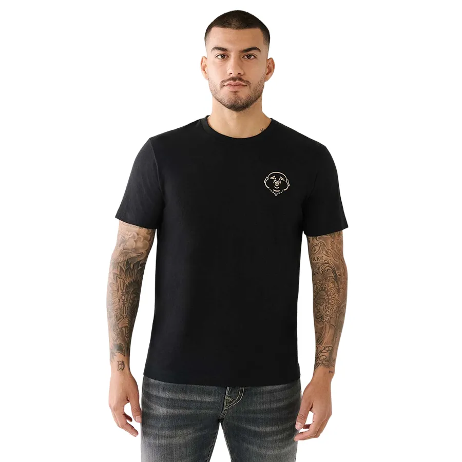 True Religion - Áo Thun Nam True Religion 3D HS Buddha Logo Tee 108000 - TB01 Tshirt Màu Đen Size S - Vua Hàng Hiệu