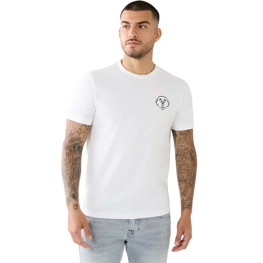 True Religion - Áo Thun Nam True Religion 3D HS Buddha Logo Tee 108000 - TB01 Tshirt Màu Trắng Size S - Vua Hàng Hiệu