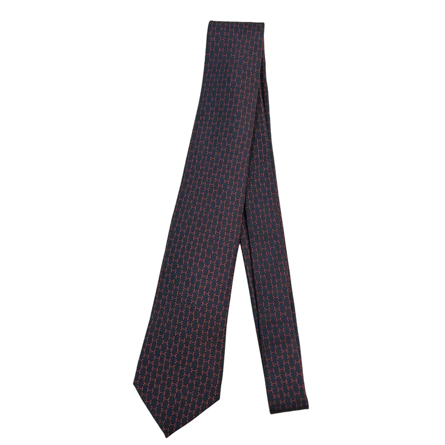 Thời trang Hermès - Cà Vạt Nam Hermès Cravate H Màu Đen/Đỏ - Vua Hàng Hiệu