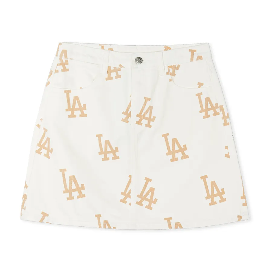Thời trang MLB Nữ - Chân Váy Nữ MLB Denim In Logo Multi Mega LA Dodgers 3FDSB0143-07CRS Màu Trắng Size XS - Vua Hàng Hiệu