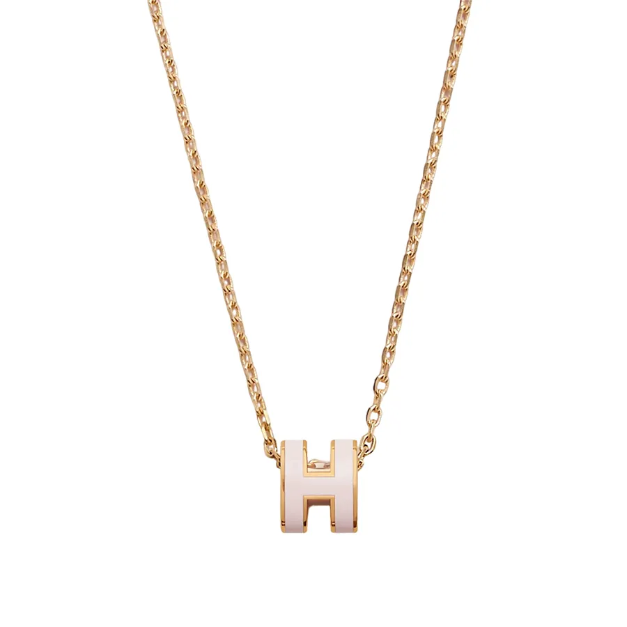 Trang sức Hermès - Dây Chuyền Nữ Hermès Mini Pop H Pendant Rose Dragée Màu Vàng Gold (Mặt Hồng) - Vua Hàng Hiệu