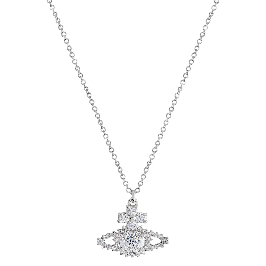 Vivienne Westwood - Dây Chuyền Nữ Vivienne Westwood Valentina Orb Pendant Necklaces Màu Bạc - Vua Hàng Hiệu