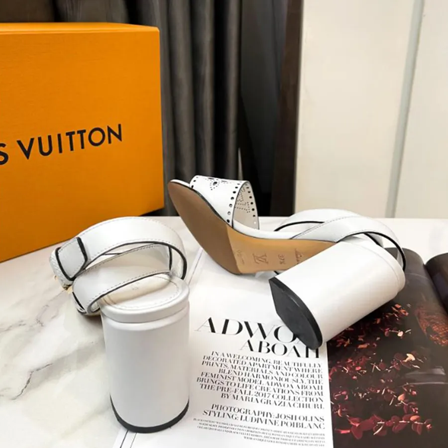 ルイヴィトン ホライゾン・ライン LVモノグラムフラワー サンダル SC1211 Dép Cao Gót Nữ Louis Vuitton LV Horizon Line 21 Year Leather