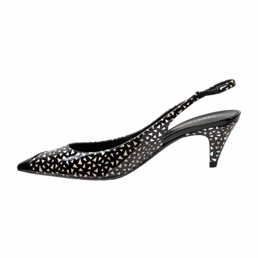 Dép Cao Gót Nữ Yves Saint Laurent YSL Charlotte Patent Slingback Pumps Màu Đen Size 39