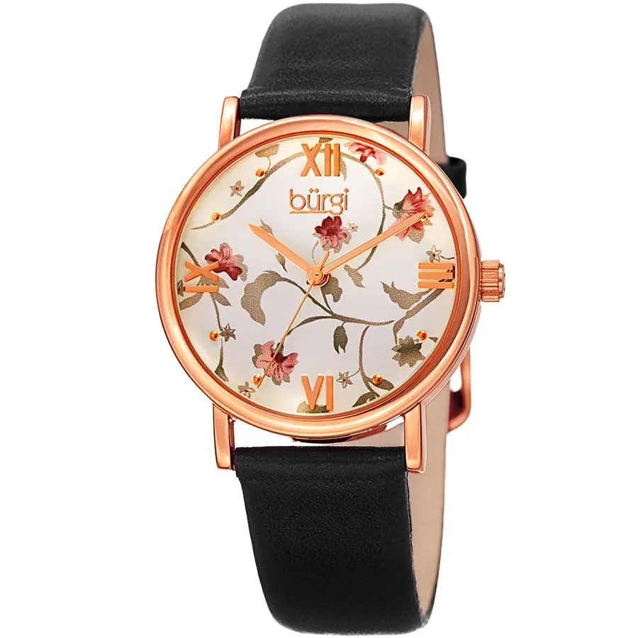 Burgi - Đồng Hồ Nữ Burgi Casual Watch For Women Analog Leather BUR186BK Màu Đen/Vàng Hồng - Vua Hàng Hiệu