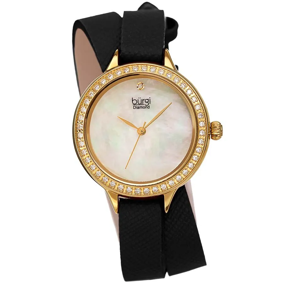 Burgi - Đồng Hồ Nữ Burgi Diamond White Mother of Pearl Dial Ladies Watch BUR224BK Màu Đen Vàng - Vua Hàng Hiệu