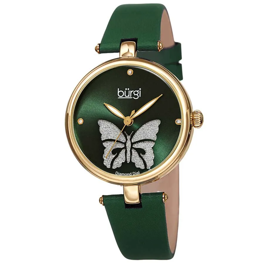 Burgi - Đồng Hồ Nữ Burgi Pretty Butterfly Quartz Crystal Green Dial Ladies Watch BUR233GN Màu Xanh Green - Vua Hàng Hiệu