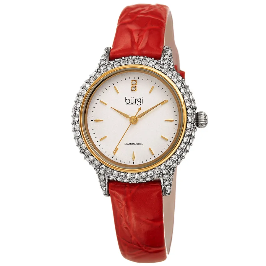 Đồng hồ Đỏ - Đồng Hồ Nữ Burgi Quartz Diamond White Dial Ladies Watch BUR249RD Màu Đỏ - Vua Hàng Hiệu