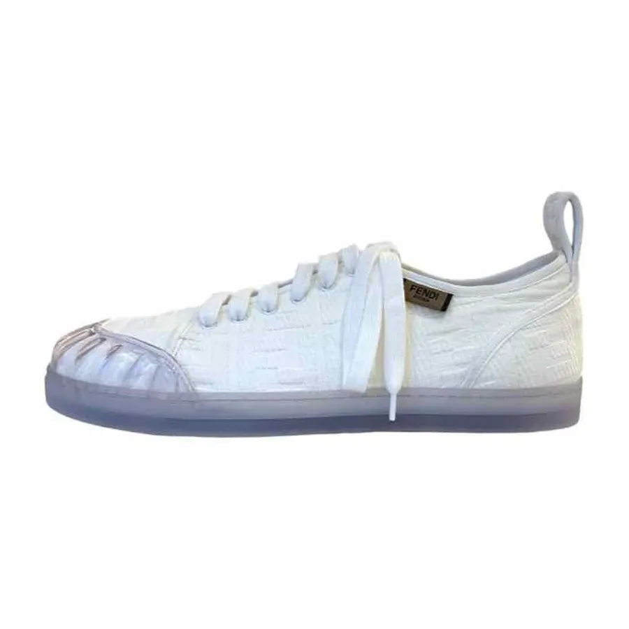 Fendi - Giày Sneaker Nữ Fendi White Canvas And PVC FF Logo Low Top Màu Trắng Size 38 - Vua Hàng Hiệu