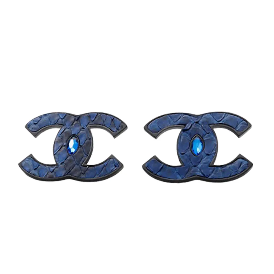 Khuyên Tai Nữ Viya Jewelry VJPT-CR01BL Genuine Blue Python Leahter C Shape Earing, 316L Stainless Steel Màu Xanh Blue