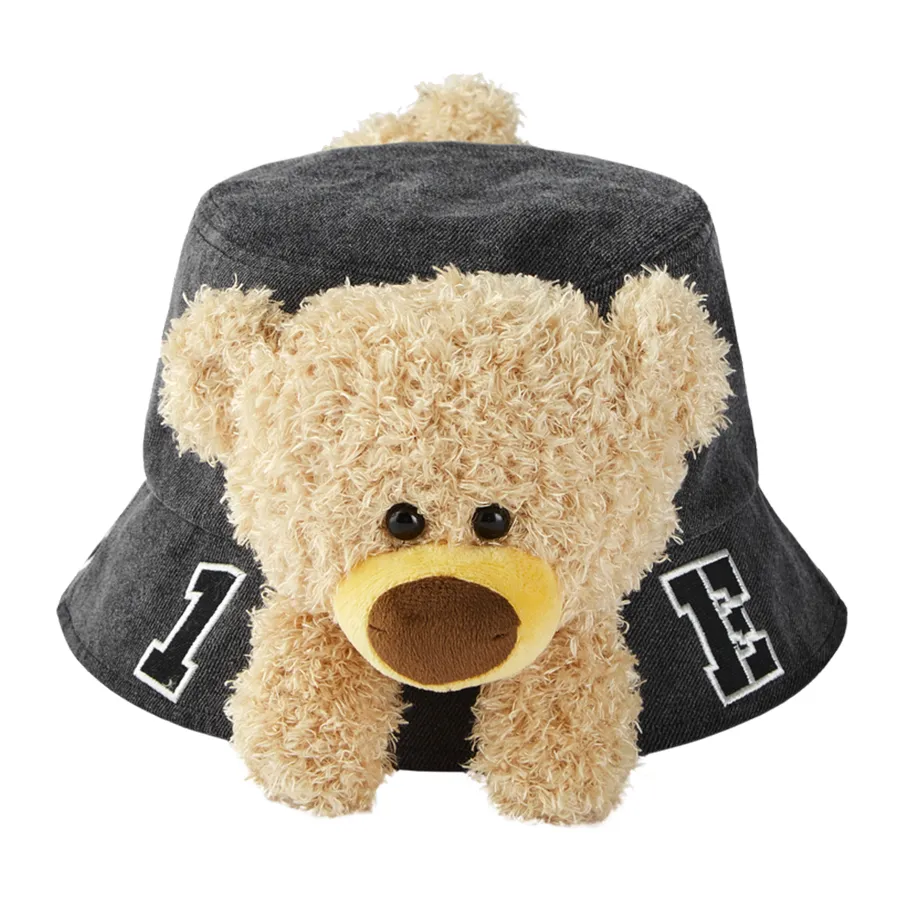 Mũ nón Pháp - Mũ 13 De Marzo Bear In Wormhole Denim Bucket Hat Black Màu Đen - Vua Hàng Hiệu
