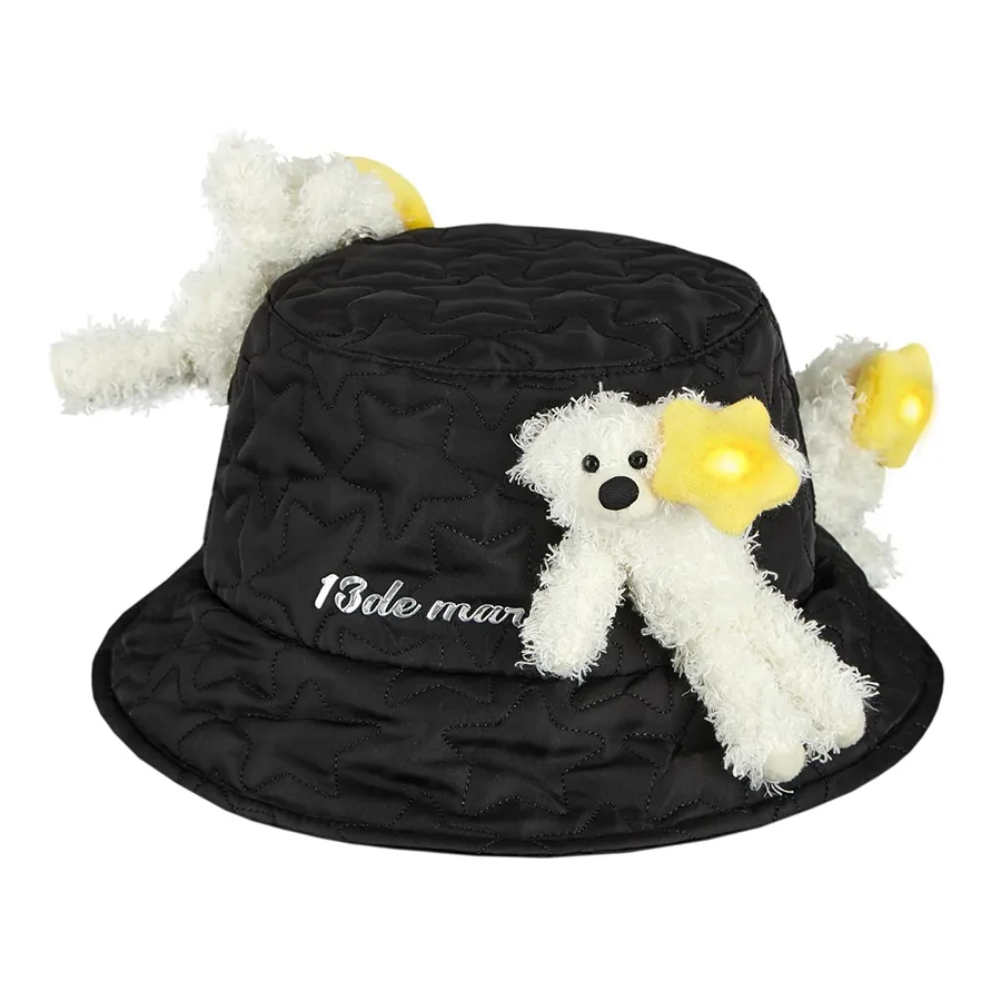 Mũ nón Pháp - Mũ 13 De Marzo Bear Lumi Padded Bucket Hat Black Màu Đen - Vua Hàng Hiệu