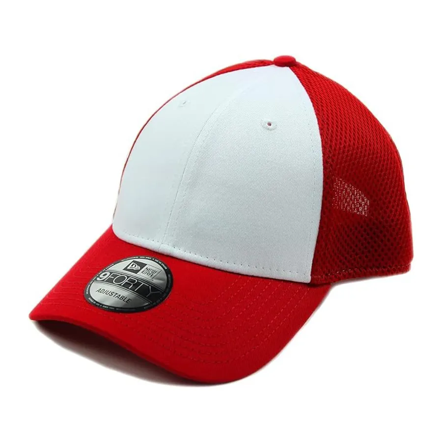 Mũ nón New Era - Mũ New Era Mesh Cap Plain Snapback 9Forty White Scarlet Hat Màu Trắng Phối Đỏ - Vua Hàng Hiệu