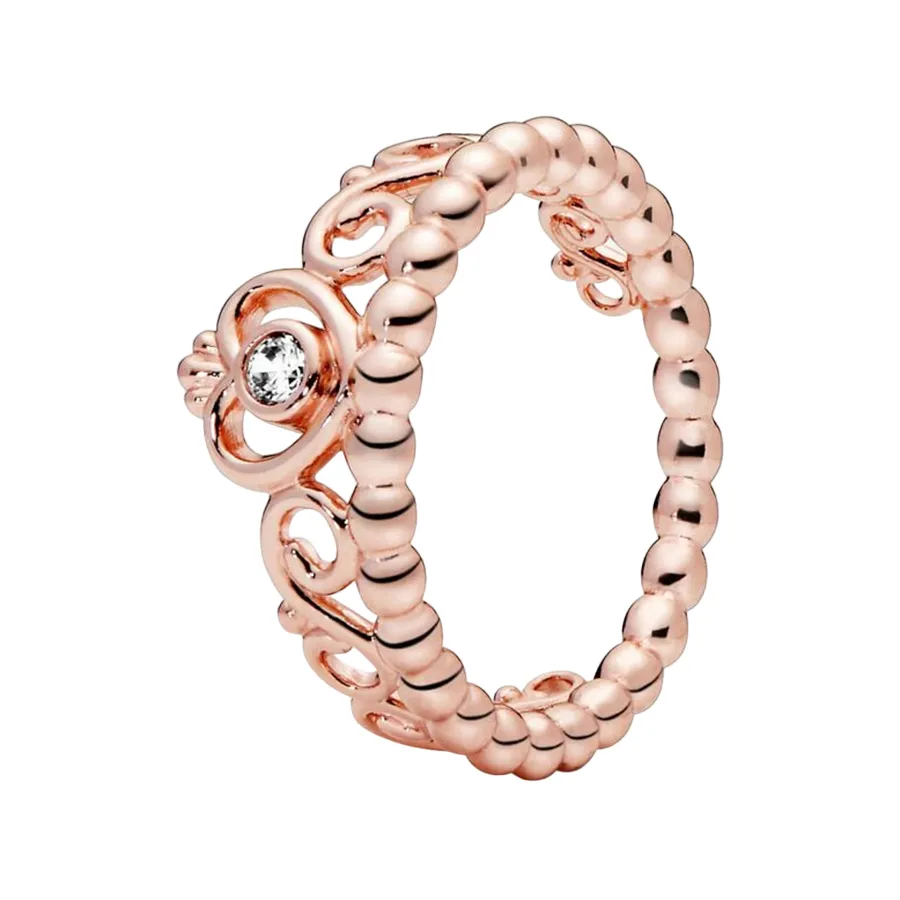 Trang sức Nhẫn - Nhẫn Nữ Pandora 14k Rose Gold-Plated Tiara Ring With Clear Cubic Zirconia 180880CZ Màu Vàng Hồng Size 52 - Vua Hàng Hiệu