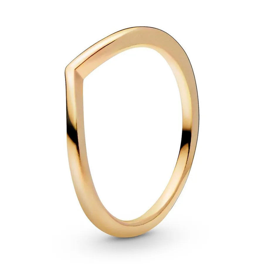 Trang sức Nhẫn - Nhẫn Nữ Pandora Polished Wishbone Ring 168742C00 Màu Vàng Gold Size 52 - Vua Hàng Hiệu