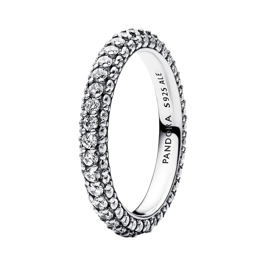 Trang sức Pandora Bạc sterling, đá zirconia - Nhẫn Nữ Pandora Timeless Pavé Single-row Ring 192627C01 Màu Bạc Size 52 - Vua Hàng Hiệu