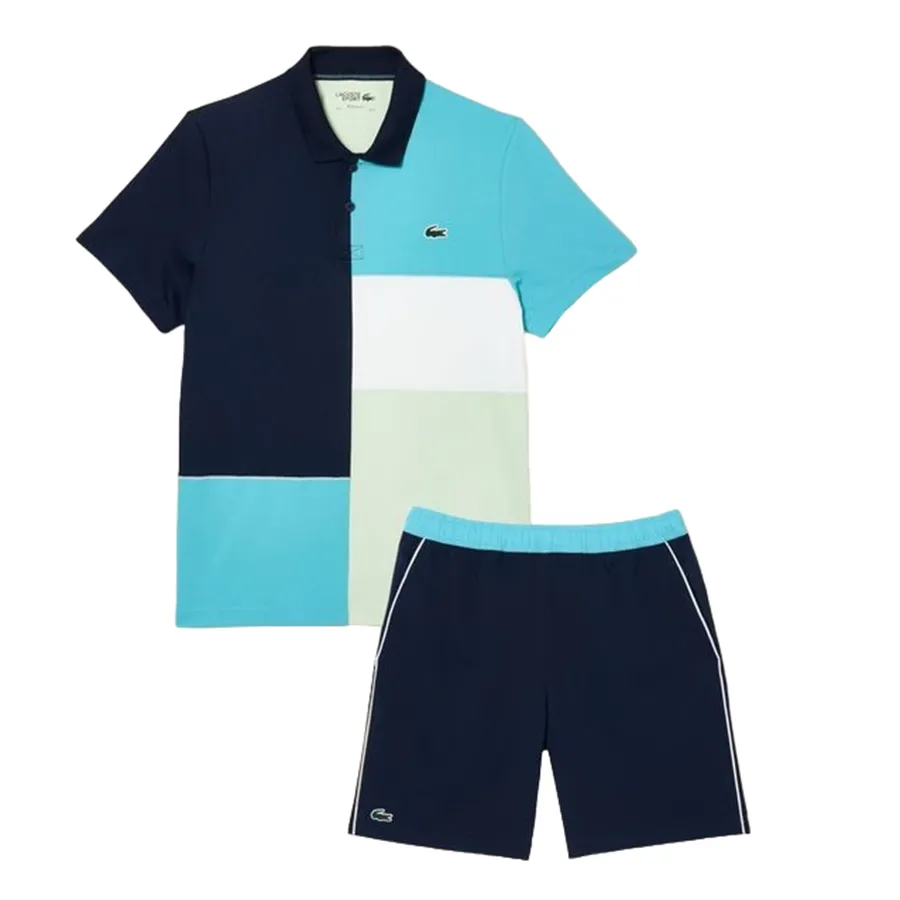 Set Quần Áo Cộc Tay Nam Lacoste Men's Tennis DH1082/GH1086 Màu Xanh Tím Size 3