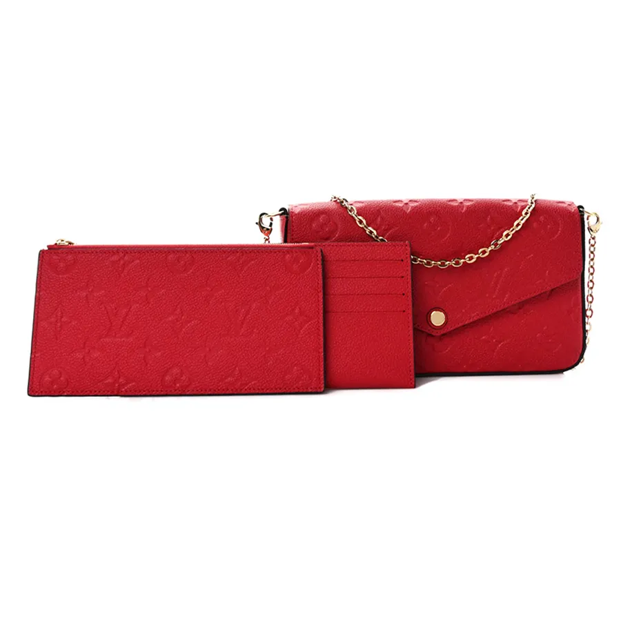 Túi xách Đỏ - Set Túi Đeo Chéo Nữ Louis Vuitton LV Pochette Felicie Monogram Empreinte Scarlet Màu Đỏ - Vua Hàng Hiệu