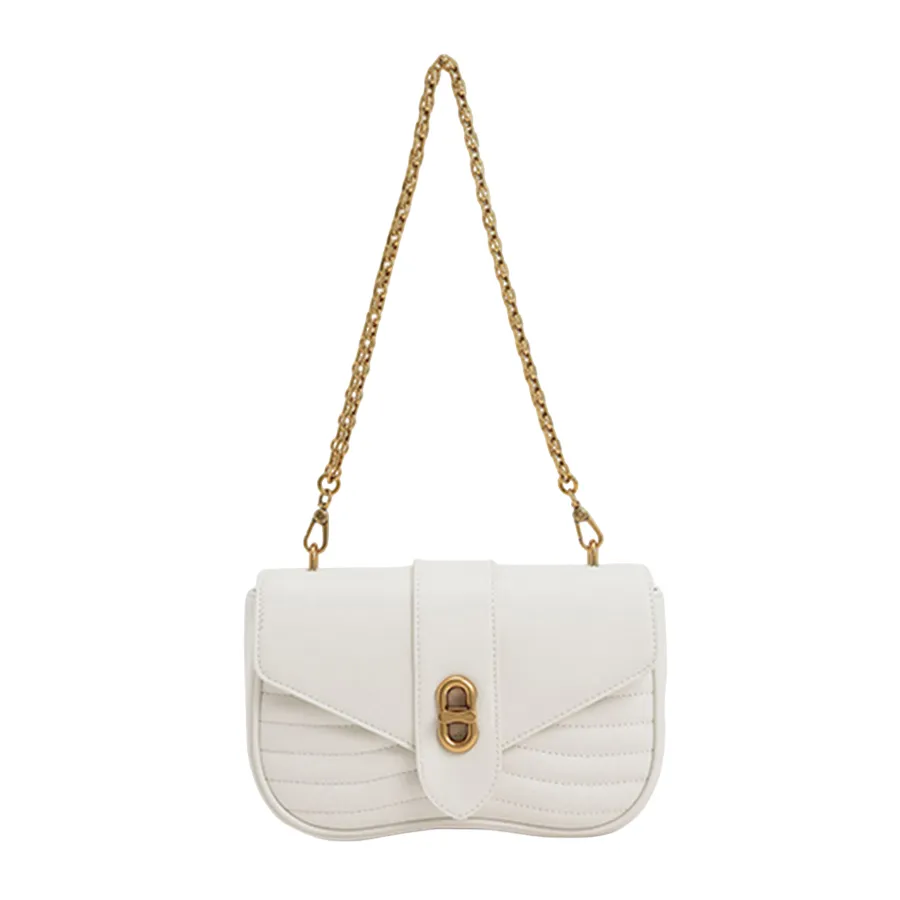 Charles & Keith - Túi Đeo Chéo Nữ Charles & Keith CNK Aubrielle Chain-Handle Panelled Crossbody Bag Cream CK2-80151129 Màu Trắng - Vua Hàng Hiệu