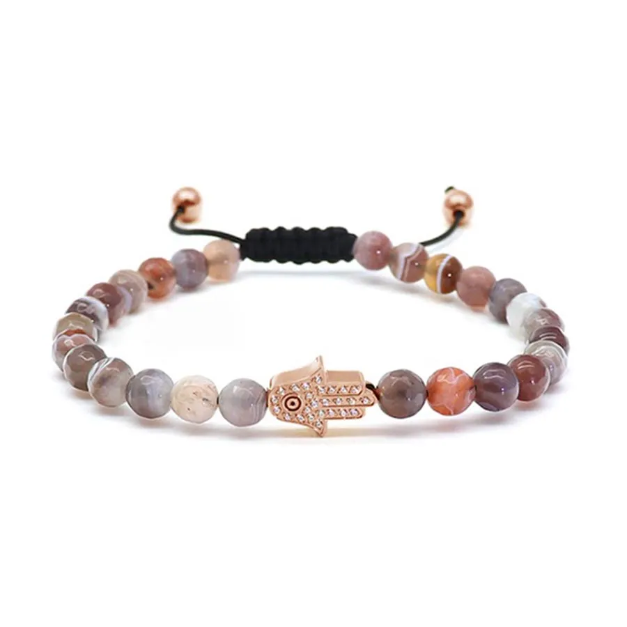 Vòng Đeo Tay Viya Jewelry VJBR-127EG Macrame Hamsa Bracelet Màu Nâu Size 17.5cm