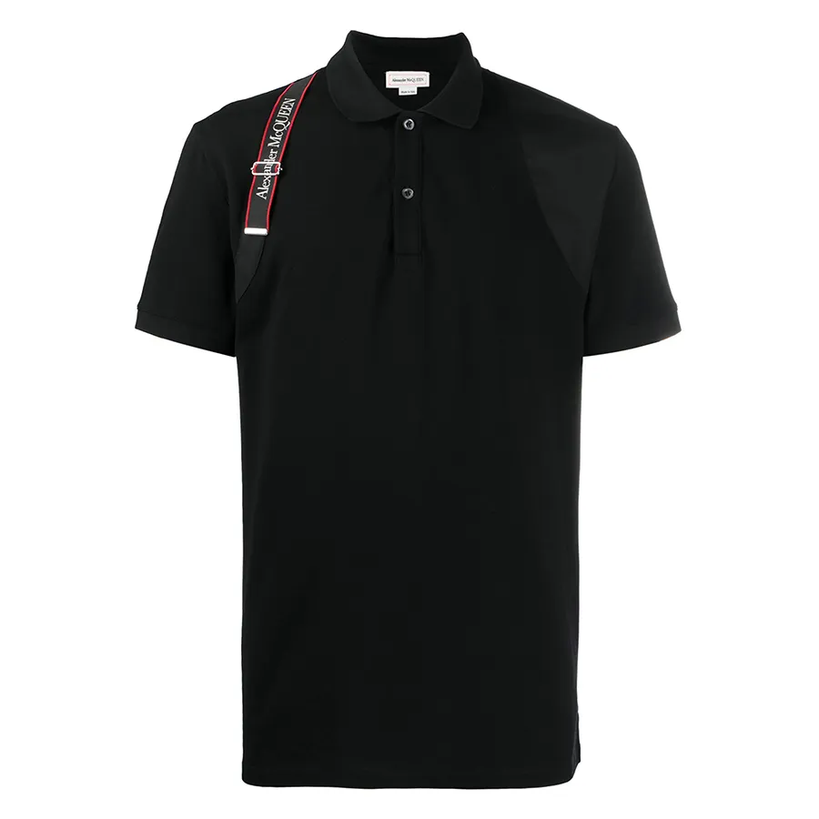 Thời trang Alexander Mcqueen - Áo Polo Nam Alexander McQueen Logo Harness-Strap Polo Shirt 625245 Màu Đen Size L - Vua Hàng Hiệu