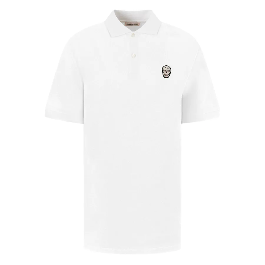 Thời trang Alexander Mcqueen Cotton - Áo Polo Nam Alexander McQueen White With Skull Logo Embroidered 609228 QOX33 9000 Màu Trắng - Vua Hàng Hiệu