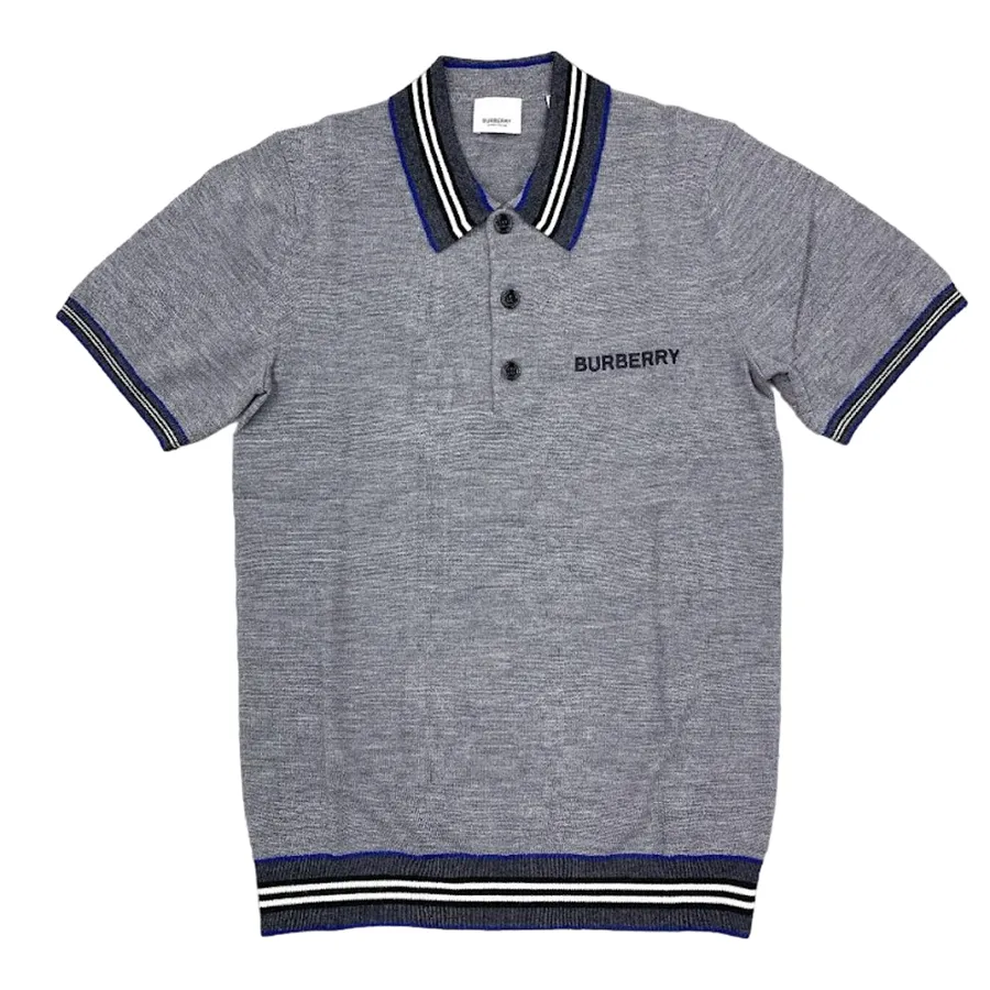 Thời trang Xám - Áo Polo Nam Burberry Afford Icon Stripe Collar Polo Shirt Màu Xám Size S - Vua Hàng Hiệu