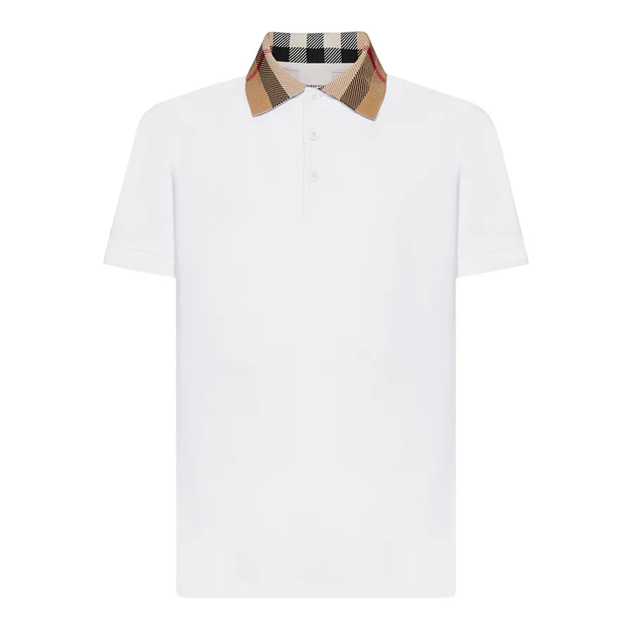 Thời trang Burberry 100% Cotton - Áo Polo Nam Burberry With Check Collar Shirt 8071621 Màu Trắng Size XS - Vua Hàng Hiệu