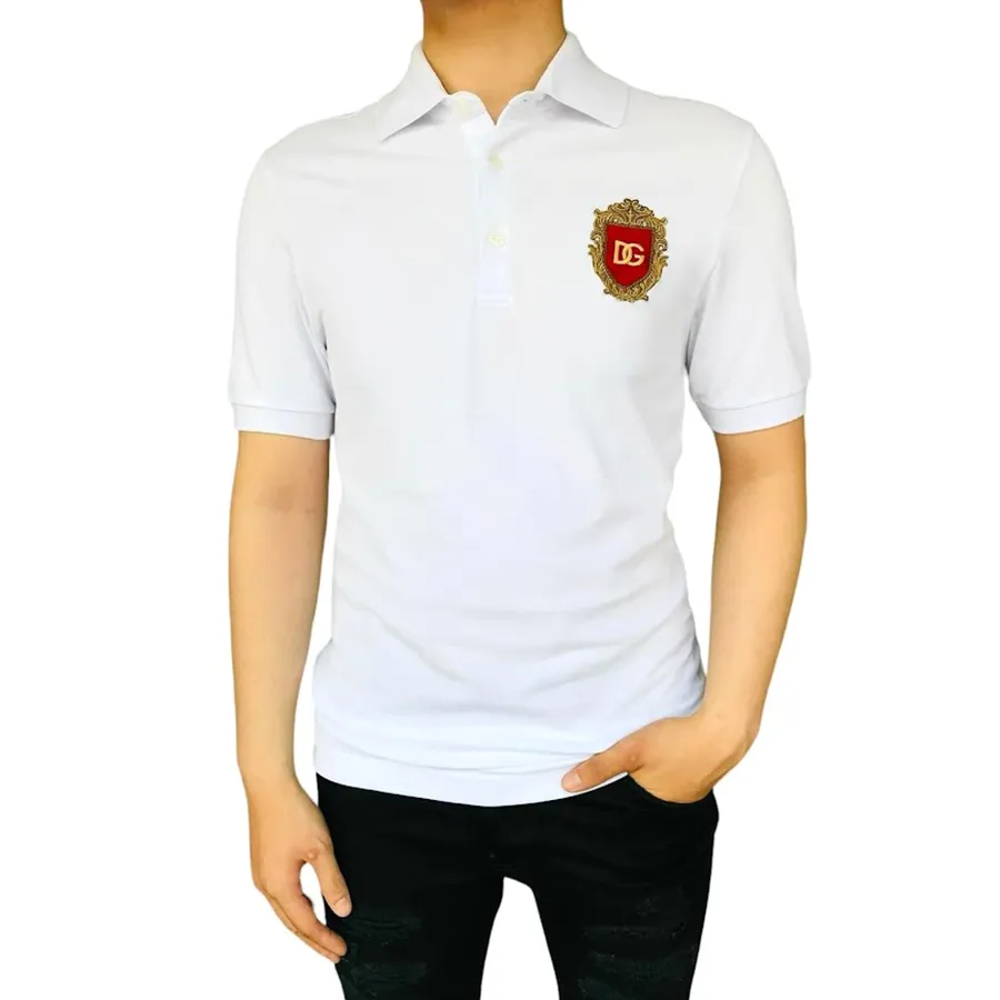 Dolce & Gabbana Áo Polo - Áo Polo Nam Dolce & Gabbana D&G Sleeves Logo Polo Shirt Màu Trắng Size 46 - Vua Hàng Hiệu