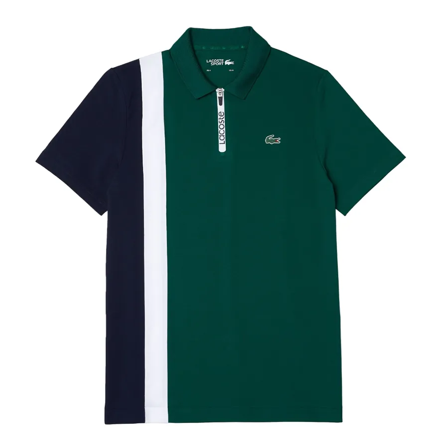 Thời trang Cotton, polyester, elastane - Áo Polo Nam Lacoste Men’s Sport Colorblock Stretch Piqué Zip Golf Regular Fit DH6958-51 WPK Màu Xanh Green Size 5 - Vua Hàng Hiệu