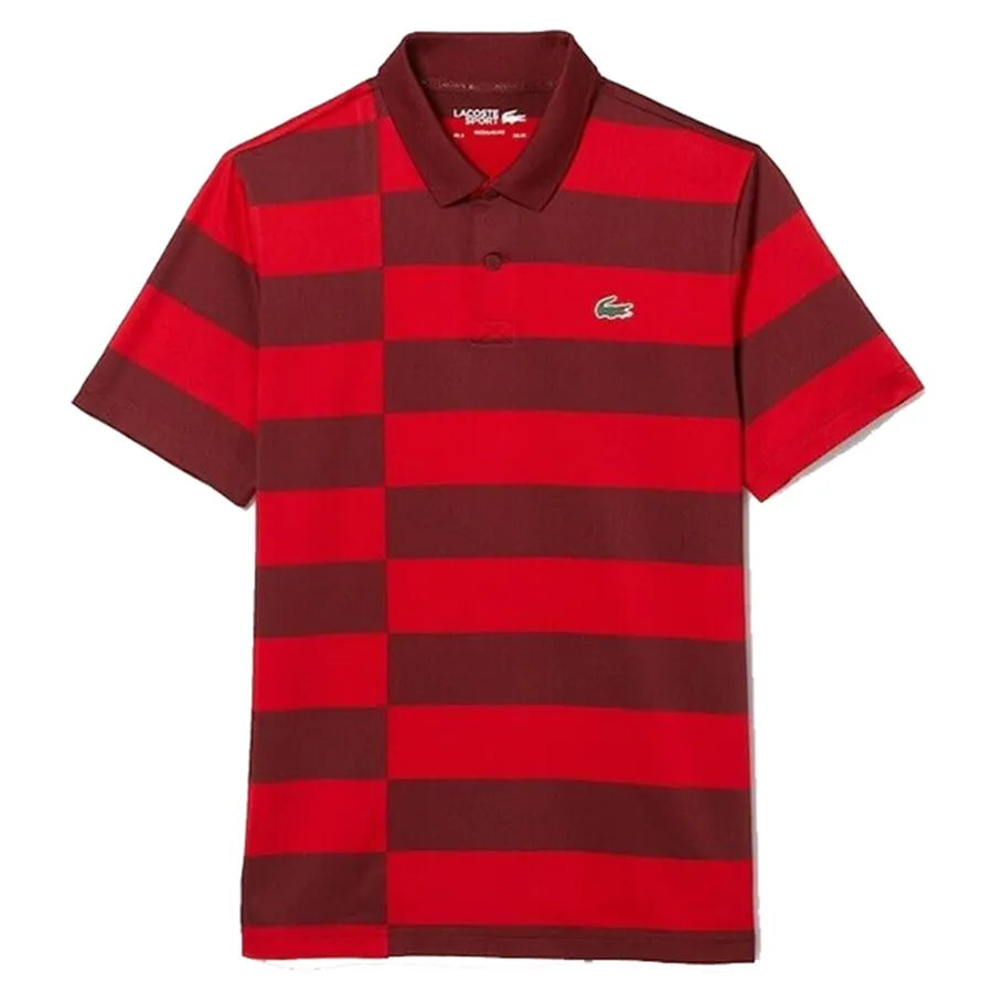 Thời trang 94% polyester 6% elastane - Áo Polo Nam Lacoste Men's Sport Striped Jersey Polo In Bordeaux/Red | DH9261-00 Màu Đỏ Size 3 - Vua Hàng Hiệu